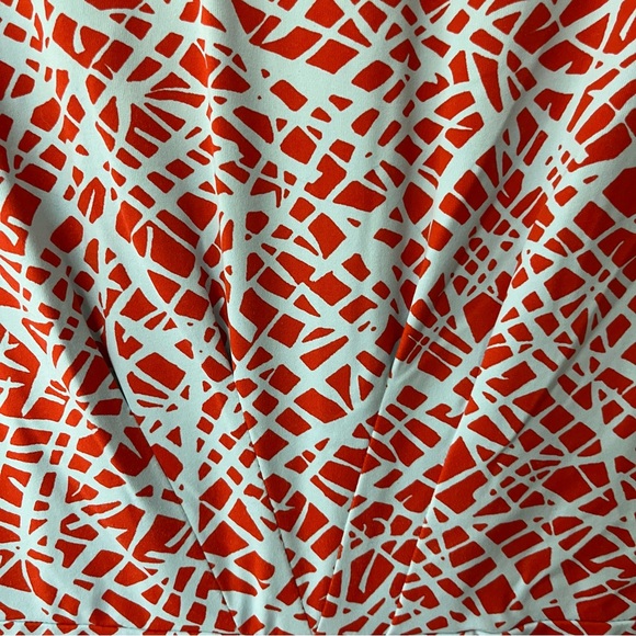 J. McLaughlin Orange Blue Patterned 3/4 Sleeve Stretch Sleeve Women's Dress - M - Picture 4 of 10
